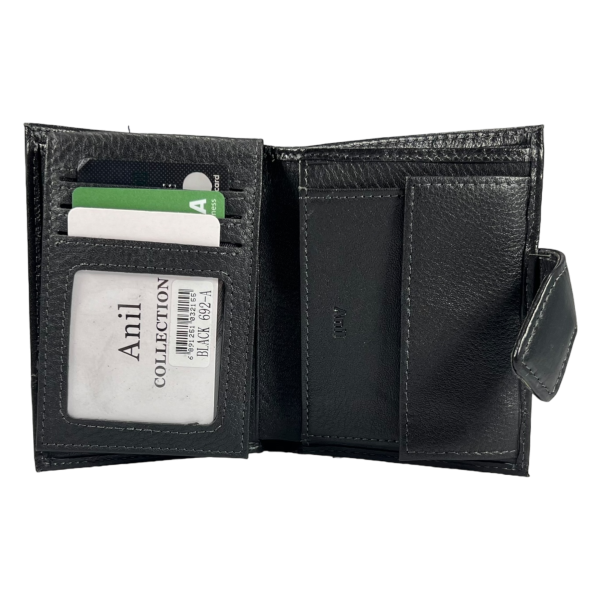 Кошелек из натуральной кожи черного цвета с 3 отделами для купюр, мужской