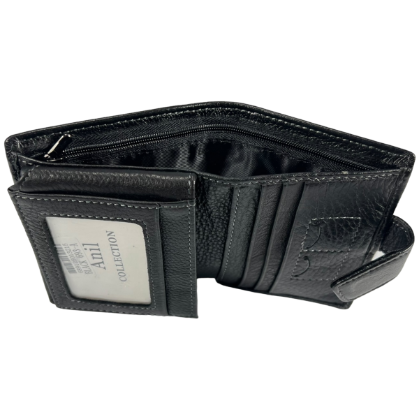 Функциональный мужской кошелек из натуральной кожи черного цвета