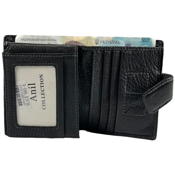 Функциональный мужской кошелек из натуральной кожи черного цвета