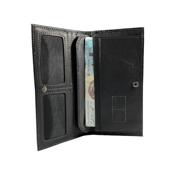 Мужской кошелек из натуральной кожи черного цвета Anil