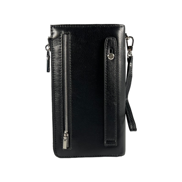 Елегантне чоловіче портмоне з натуральної шкіри з 6 відділами для купюр, чорний колір