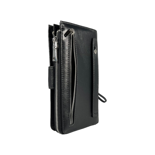 Елегантне чоловіче портмоне з натуральної шкіри з 6 відділами для купюр, чорний колір