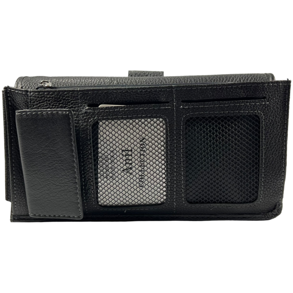 Елегантне чоловіче портмоне з натуральної шкіри з 6 відділами для купюр, чорний колір