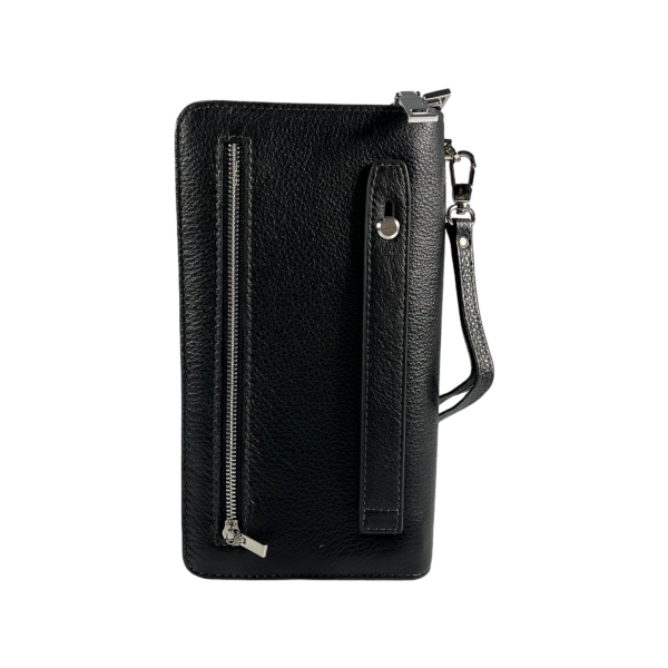 Функциональное мужское портмоне из натуральной кожи черного цвета