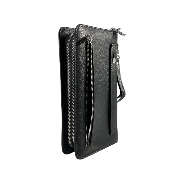 Функциональное мужское портмоне из натуральной кожи черного цвета