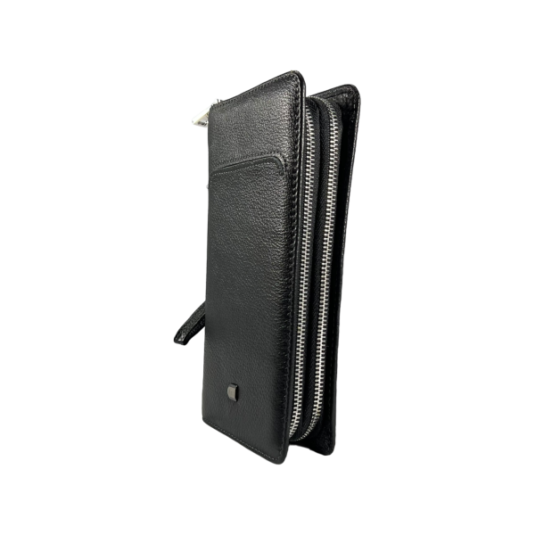 Функциональное мужское портмоне из натуральной кожи черного цвета