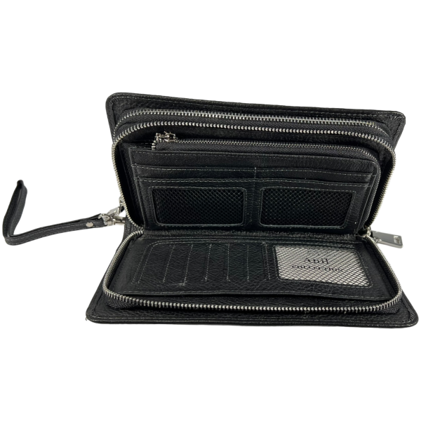 Функциональное мужское портмоне из натуральной кожи черного цвета