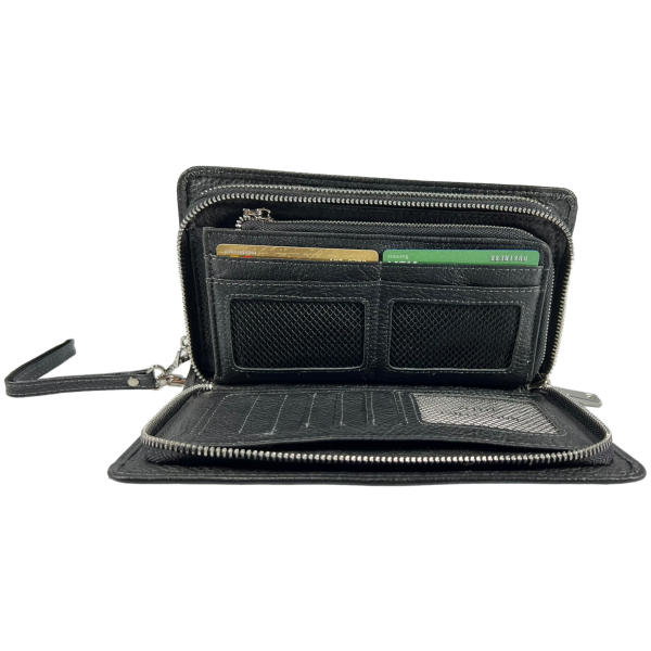 Функциональное мужское портмоне из натуральной кожи черного цвета