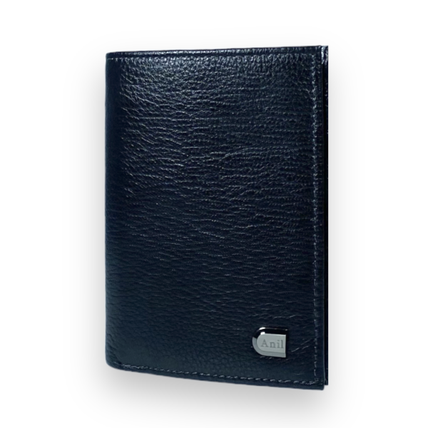 Кошелек мужской, натуральная кожа. 1отдел для купюр, черный