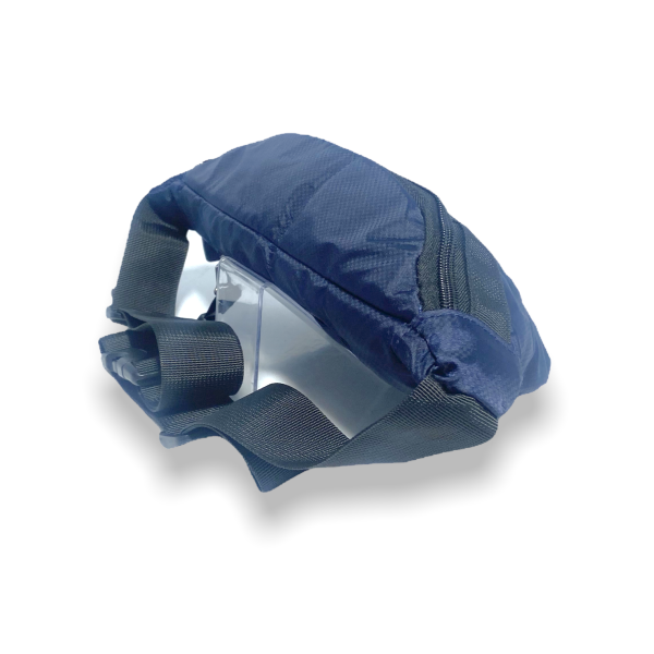 Поясная сумка-бананка на три отдела синего цвета