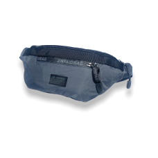 Поясная сумка-бананка серого цвета на 3 отдела, молния застежка