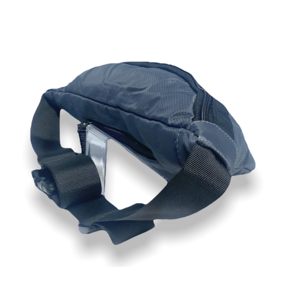 Поясная сумка-бананка серого цвета на 3 отдела, молния застежка Поясная сумка-бананка серого цвета на 3 отдела, молния застежка