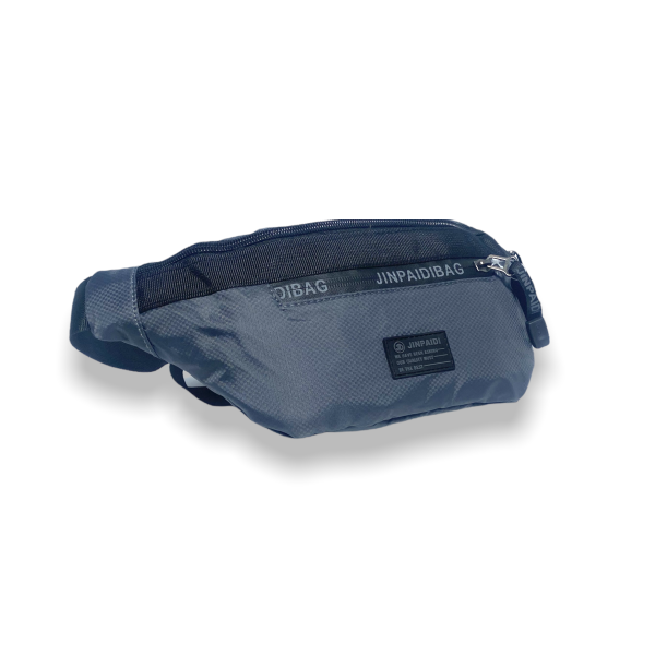 Поясная сумка-бананка серого цвета на 3 отдела, молния застежка Поясная сумка-бананка серого цвета на 3 отдела, молния застежка