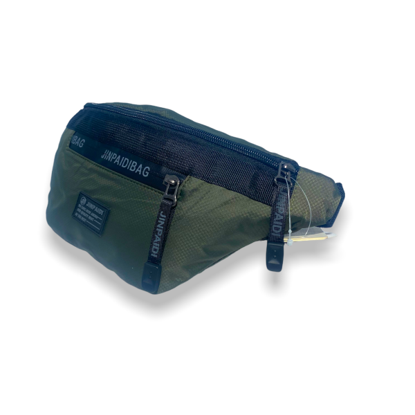 Поясная сумка-бананка на три отдела, цвет темно-зеленый