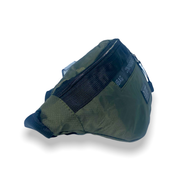 Поясная сумка-бананка на три отдела, цвет темно-зеленый