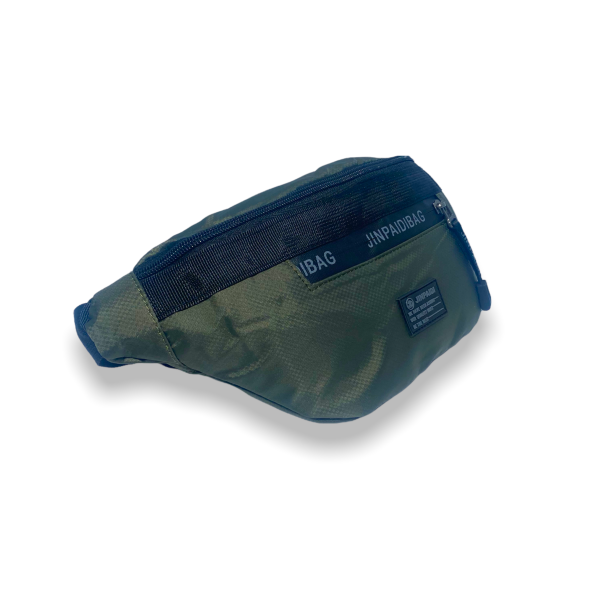 Поясная сумка-бананка на три отдела, цвет темно-зеленый