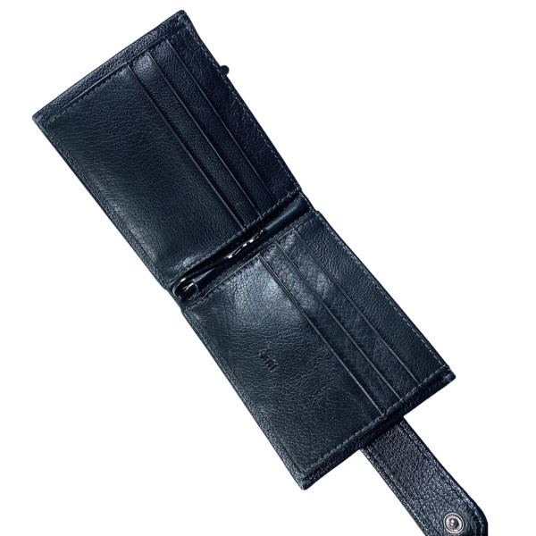 Кошелек мужской, кожаный, с зажимом для купюр, черный Кошелек мужской, кожаный, с зажимом для купюр, черный