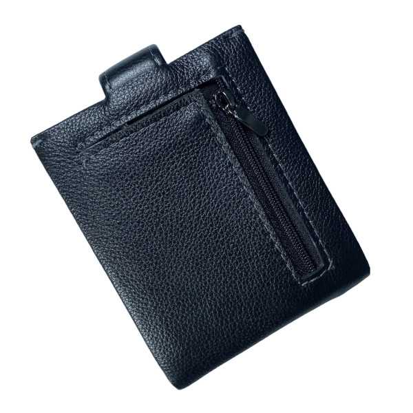 Кошелек мужской, кожаный, с зажимом для купюр, черный Кошелек мужской, кожаный, с зажимом для купюр, черный