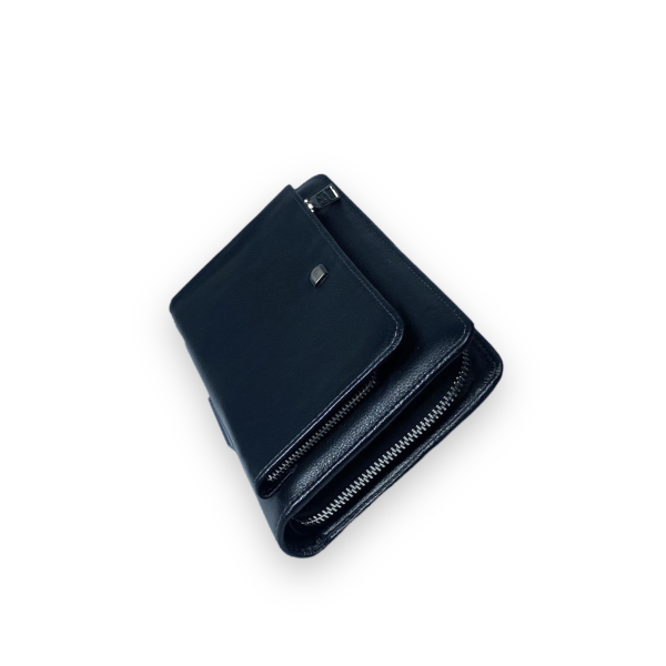 Мужское портмоне из натуральной кожи, многофункциональное, черного цвета Мужское портмоне из натуральной кожи, многофункциональное, черного цвета