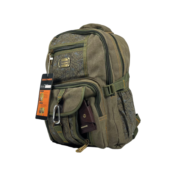 Городской рюкзак, брезентовый, цвет хаки, 25 л, 5 отделов с боковыми карманами Городской рюкзак, брезентовый, цвет хаки, 25 л, 5 отделов с боковыми карманами