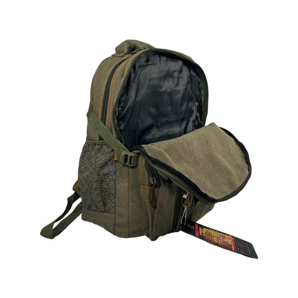 Городской рюкзак, брезентовый, цвет хаки, 25 л, 5 отделов с боковыми карманами Городской рюкзак, брезентовый, цвет хаки, 25 л, 5 отделов с боковыми карманами