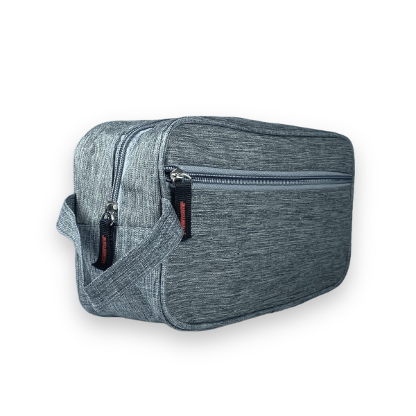 Несесер чоловічий, тканина,1 відділ, додаткова кишеня, колір сірий