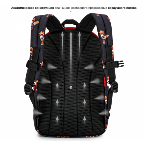 Городской женский рюкзак, на два отдела, 18 л, черный с красным Городской женский рюкзак, на два отдела, 18 л, черный с красным