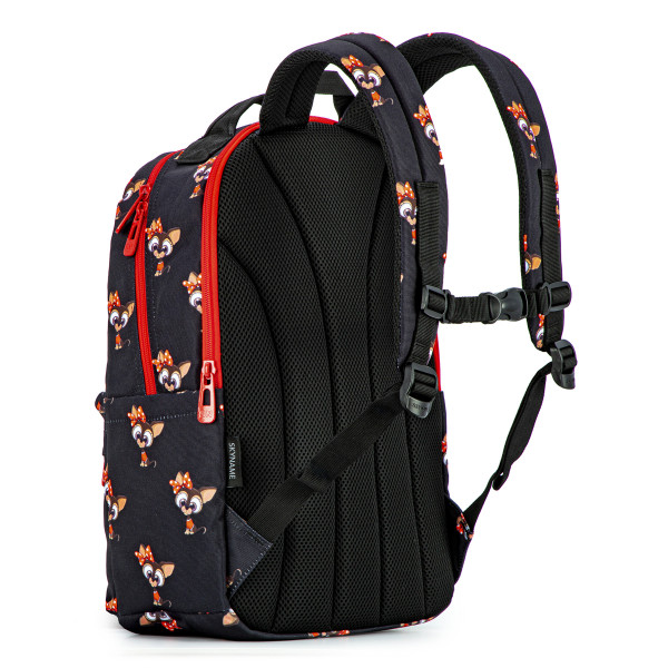 Городской женский рюкзак, на два отдела, 18 л, черный с красным Городской женский рюкзак, на два отдела, 18 л, черный с красным