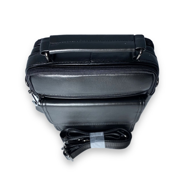 Сумка через плече, чоловіча, натуральна шкіра, два відділи