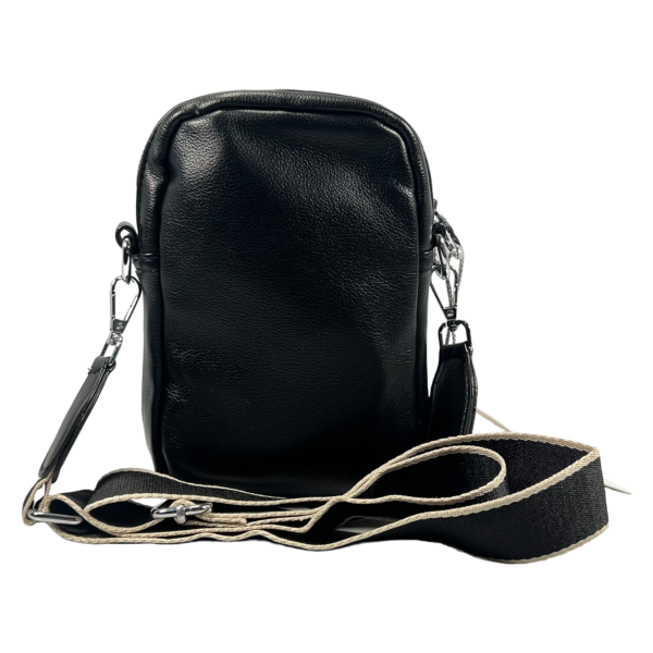 Сумка через плечо на три отделения, экокожа, 1 л, практичная, черная Сумка через плечо на три отделения, экокожа, 1 л, практичная, черная