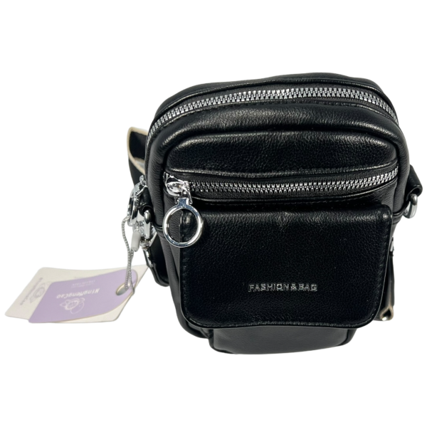 Сумка через плечо на три отделения, экокожа, 1 л, практичная, черная Сумка через плечо на три отделения, экокожа, 1 л, практичная, черная