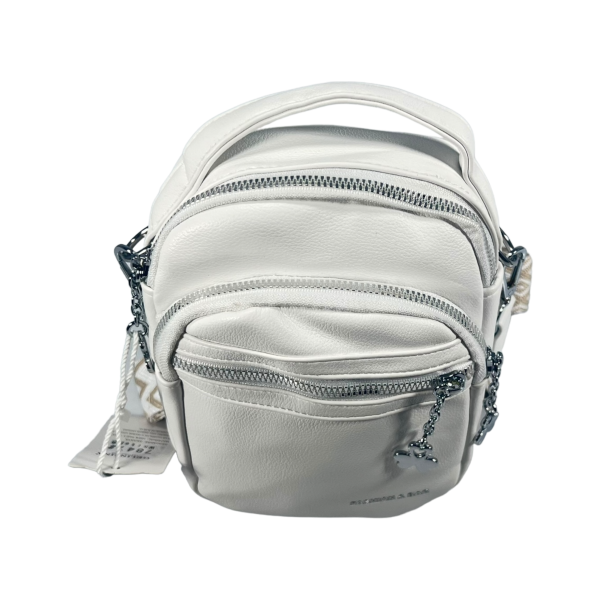 Компактна та комфортна жіноча сумка через плече на три відділення, біла Компактна та комфортна жіноча сумка через плече на три відділення, біла