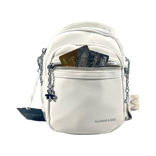 Компактна та комфортна жіноча сумка через плече на три відділення, біла Компактна та комфортна жіноча сумка через плече на три відділення, біла