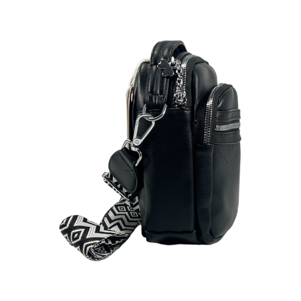 Элегантная сумка через плечо на три отделения, экокожа, 3 л, черная Элегантная сумка через плечо на три отделения, экокожа, 3 л, черная