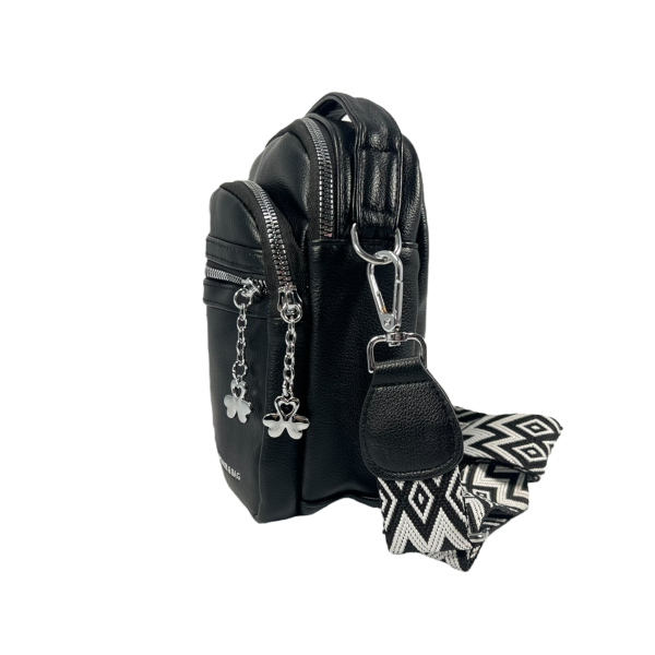 Элегантная сумка через плечо на три отделения, экокожа, 3 л, черная Элегантная сумка через плечо на три отделения, экокожа, 3 л, черная