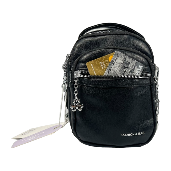 Элегантная сумка через плечо на три отделения, экокожа, 3 л, черная Элегантная сумка через плечо на три отделения, экокожа, 3 л, черная