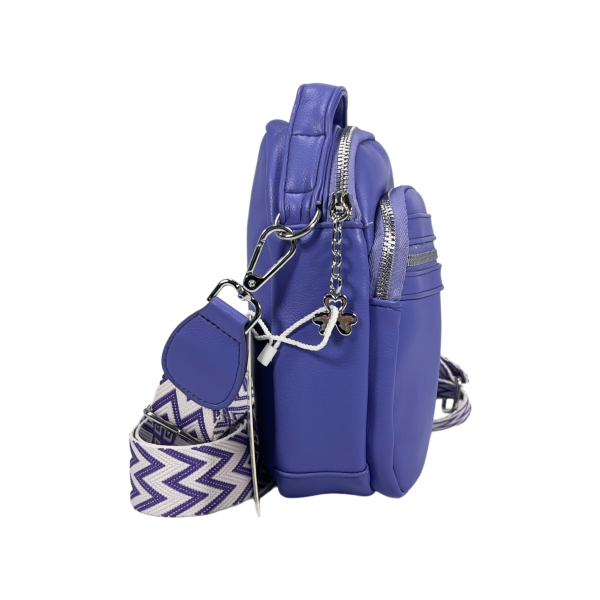 Стильна сумка через плече на три відділення, 3 л, знімний ремінь, фіолетова Стильна сумка через плече на три відділення, 3 л, знімний ремінь, фіолетова