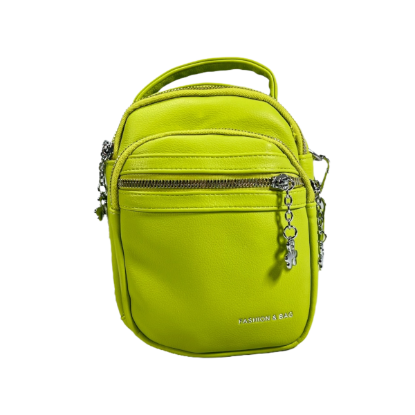 Зручна стильна сумка через плече на три відділення яскраво зеленого кольору