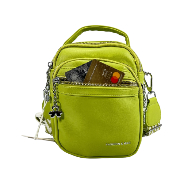 Зручна стильна сумка через плече на три відділення яскраво зеленого кольору Зручна стильна сумка через плече на три відділення яскраво зеленого кольору