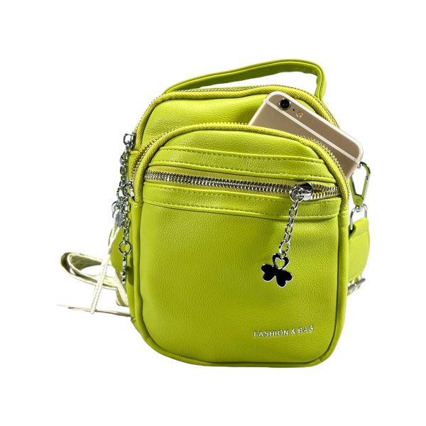 Зручна стильна сумка через плече на три відділення яскраво зеленого кольору Зручна стильна сумка через плече на три відділення яскраво зеленого кольору