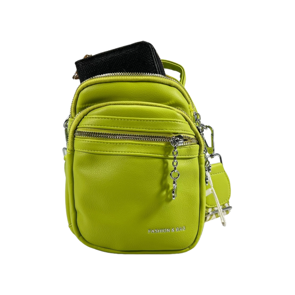 Зручна стильна сумка через плече на три відділення яскраво зеленого кольору Зручна стильна сумка через плече на три відділення яскраво зеленого кольору