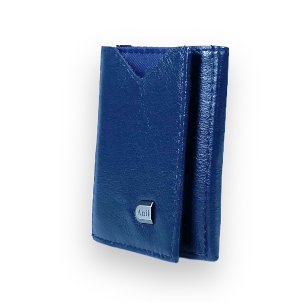 Чоловічий гаманець з натуральноі шкіри синього кольору