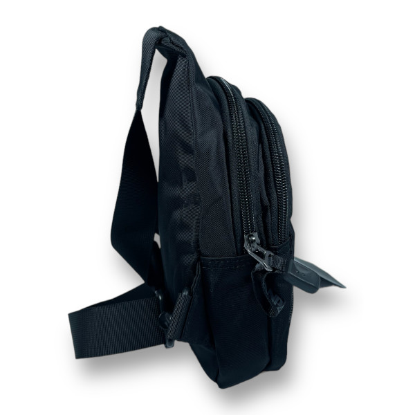 Мужская сумка слинг с 2 основными отделениями черного цвета, вместительная Мужская сумка слинг с 2 основными отделениями черного цвета, вместительная