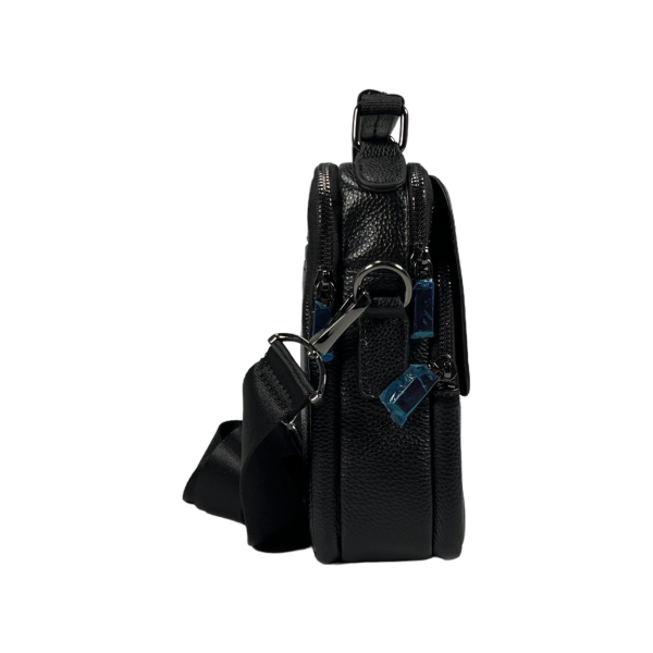 Компактна міцна сумка через плече на чотири відділення, чорна