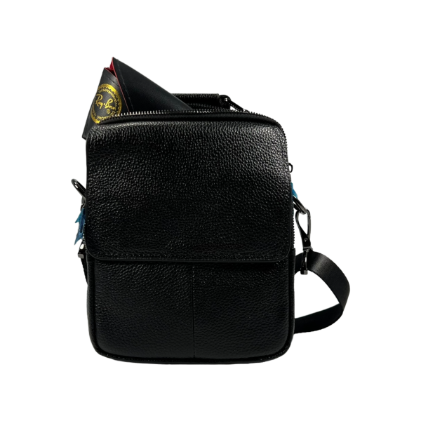 Компактна міцна сумка через плече на чотири відділення, чорна