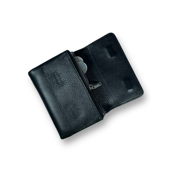 Жіночий гаманець шкіряний, колір чорний, 1 відділ для купюр Жіночий гаманець шкіряний, колір чорний, 1 відділ для купюр