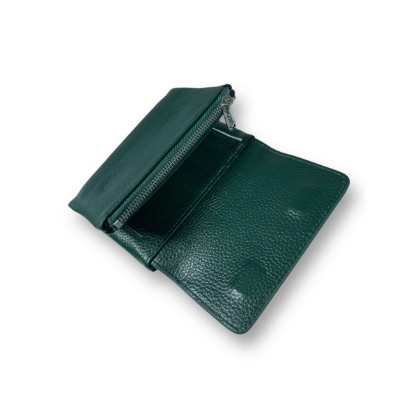 Женский кошелек из натуральной кожи, цвет зеленый, магнитная застежка Женский кошелек из натуральной кожи, цвет зеленый, магнитная застежка