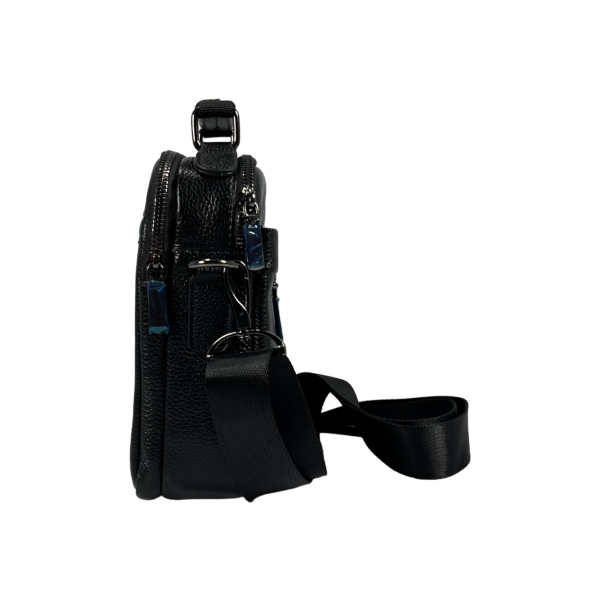 Сумка через плечо на пять отделений, снимаемый ремень, ручки для переноса, черная Сумка через плечо на пять отделений, снимаемый ремень, ручки для переноса, черная