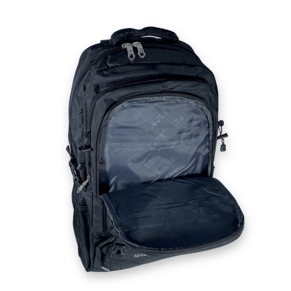 Туристический рюкзак, полиэстер, 50 л, два отделения, три фронтальных кармана, черный