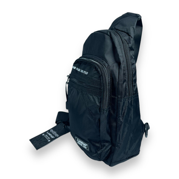 Слинг Lanpad нейлон одно отделение и 3 дополнительных отделения задний карман размер 27*16*10 см черный